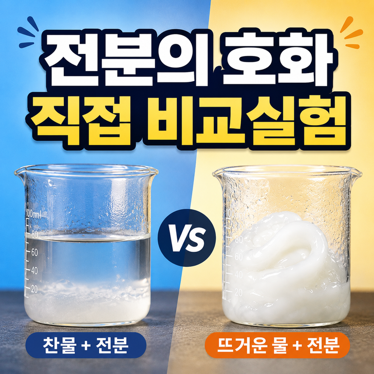 전분에 찬물과 뜨거운 물을 부으면 어떻게 달라질까? 직접 비교실험 3 전분에 찬물과 뜨거운 물을 부으면 어떻게 달라질까? 직접 비교실험